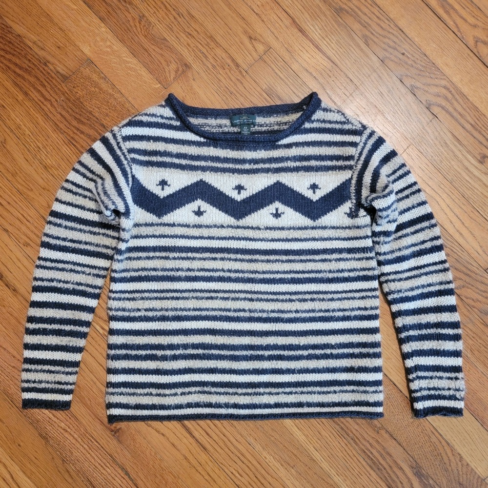Ralph Lauren Wool‎ Blend Cozy Crewneck Geo Fair Isle Sweater Women's Size XS